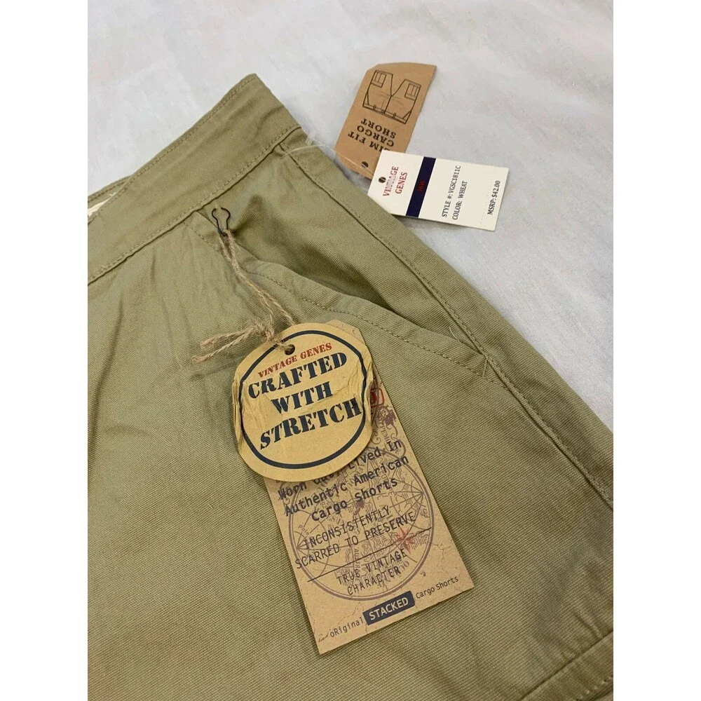 NWT VINTAGE GENES MENS CARGO STRETCH SLIM FIT SHORTS SIZE 36